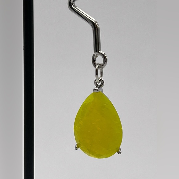 Minimalist Retro Silver & Yellow Earrings - Mid-Century Long Statement Earrings - Picture 14 of 15